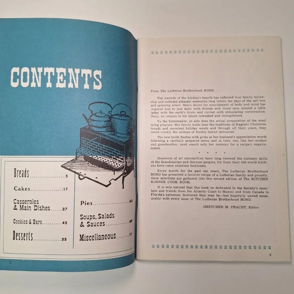 Kitchen Korner Lutheran Cookbook Brotherhood Bond Vintage 60s Recipes Bread Cake